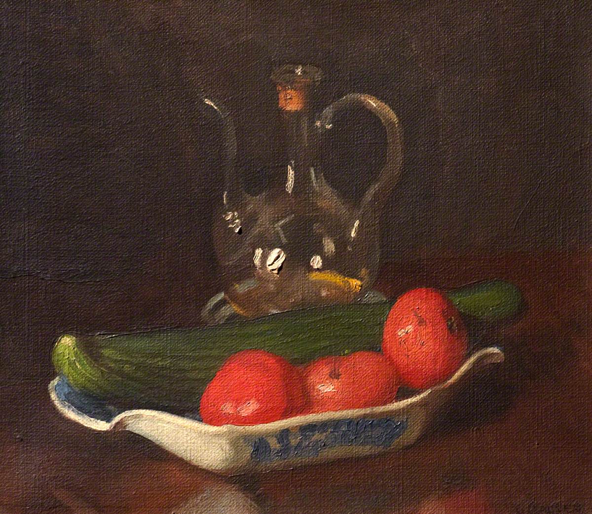 George Clause - 1852-1944 - Still Life with a Cucumber and Tomatoes